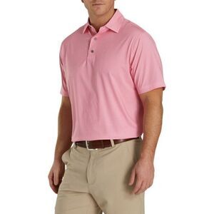FootJoy Heather Lisle Houndstooth Self Collar Golf Polo Pink Azalea / White medi
